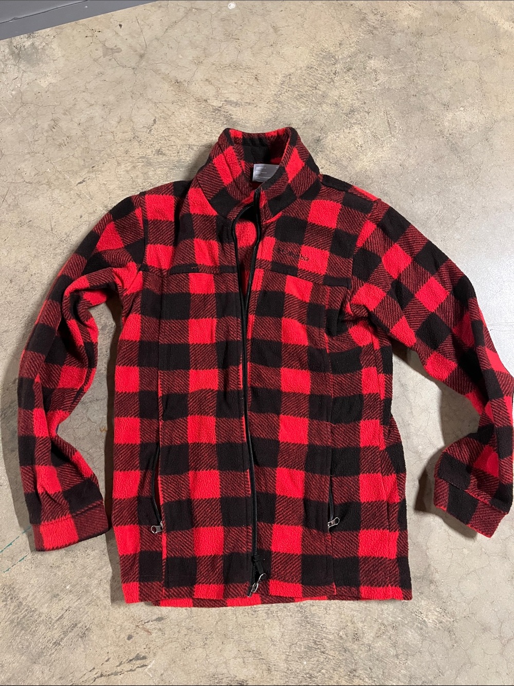 Columbia Red & Black Buffalo Plaid Full-Zip Teddy Fleece Jacket